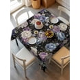thumbnail image 2 of Country Flowers Suqare Tablecloth - 54 x 54 Inch, Botanical Purple Blue Floral Black Waterproof & StainResistant Tablecloth, Washable Oil-proof Table Cover for Dining/Party/Wedding/Camping/Buffet, 2 of 9