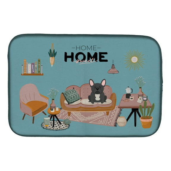 Black French Bulldog Sweet Home Dish Drying Mat