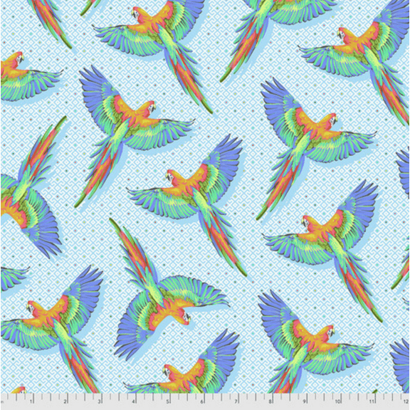 Free Spirit Tula Pink PWTP170 Daydreamer Macaw Ya Later Cloud Cotton Fabric By Yd