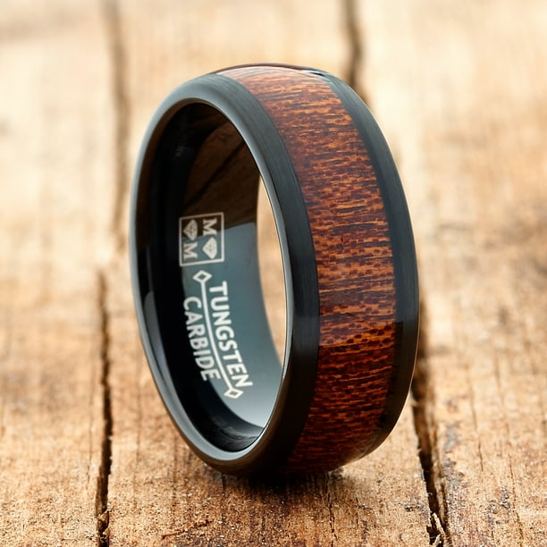 Men s Genuine Rose Wood Tungsten Ring Band Wedding Engagement