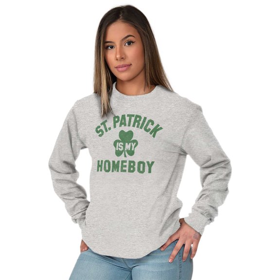 Funny Irish St. Patrick is My Homeboy Long Sleeve TShirt Men Women Brisco Brands S
