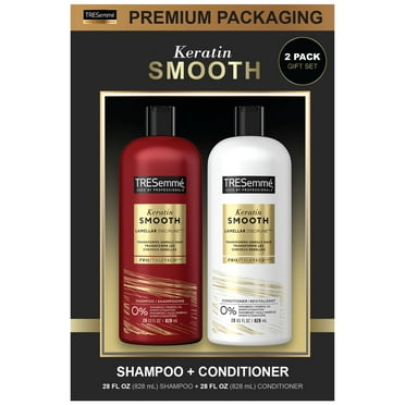 TRESemmé Shampoo and Conditioner, Keratin Smooth - Anti-Frizz Hair Products for Sleek Hair, 28 Oz Ea C30