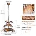 thumbnail image 6 of 3-Light Tropical Coconut Tree Pendant Light, Vintage Iron Palm Leaf Chandelier (No Bulbs), 6 of 8