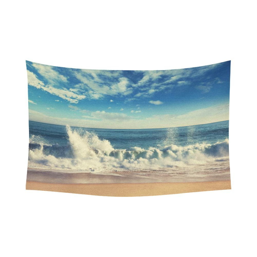 PHFZK Ocean Wave Wall Art Home Decor, Serenity Beach Tapestry Wall