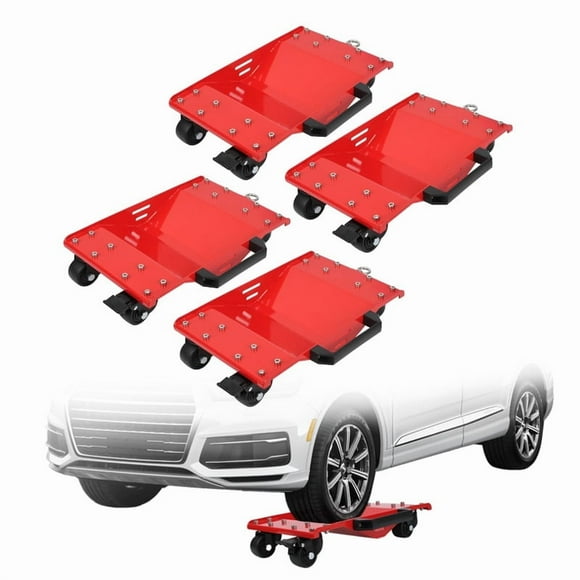 Car Dolly Set of 4, Car Wheel Dollies with Tow Hook, Car Dollies with Thickened Handles & Sidebar, Wheel Dolly Set of 4, Car Dolly with Security Lock for Moving Vehicles