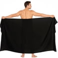 thumbnail image 5 of HAPPY BAY Men's Bath Trunk Casual Sarong Long Pareo Beach Wrap One Size Coal, Solid Summer Vacation Party, 5 of 5