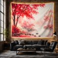 thumbnail image 6 of Red Maple Tree on Calm Water in Misty Forest, Serene Watercolor for Nature Lovers, Autumn Landscape Art Decor, Anniversary Gift, Tapestry Wall Hanging for Bedroom and Living Room, 6 of 7
