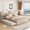 Beige+Linen+Queen, variant on LHYY Queen Size Upholstered Platform Bed with Reading Lights,Drawers,Trundle and Shelves,Beige