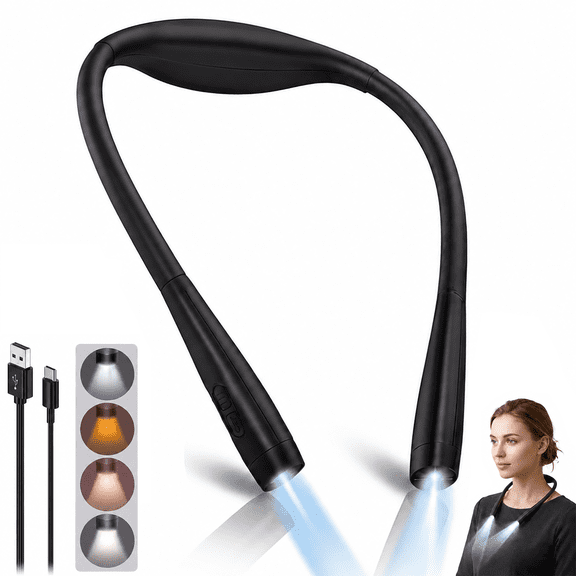 Book Light, Neck Reading Light 4 Colors & 5 Brightness for Reading Bed Gift for Book Lovers Women Men