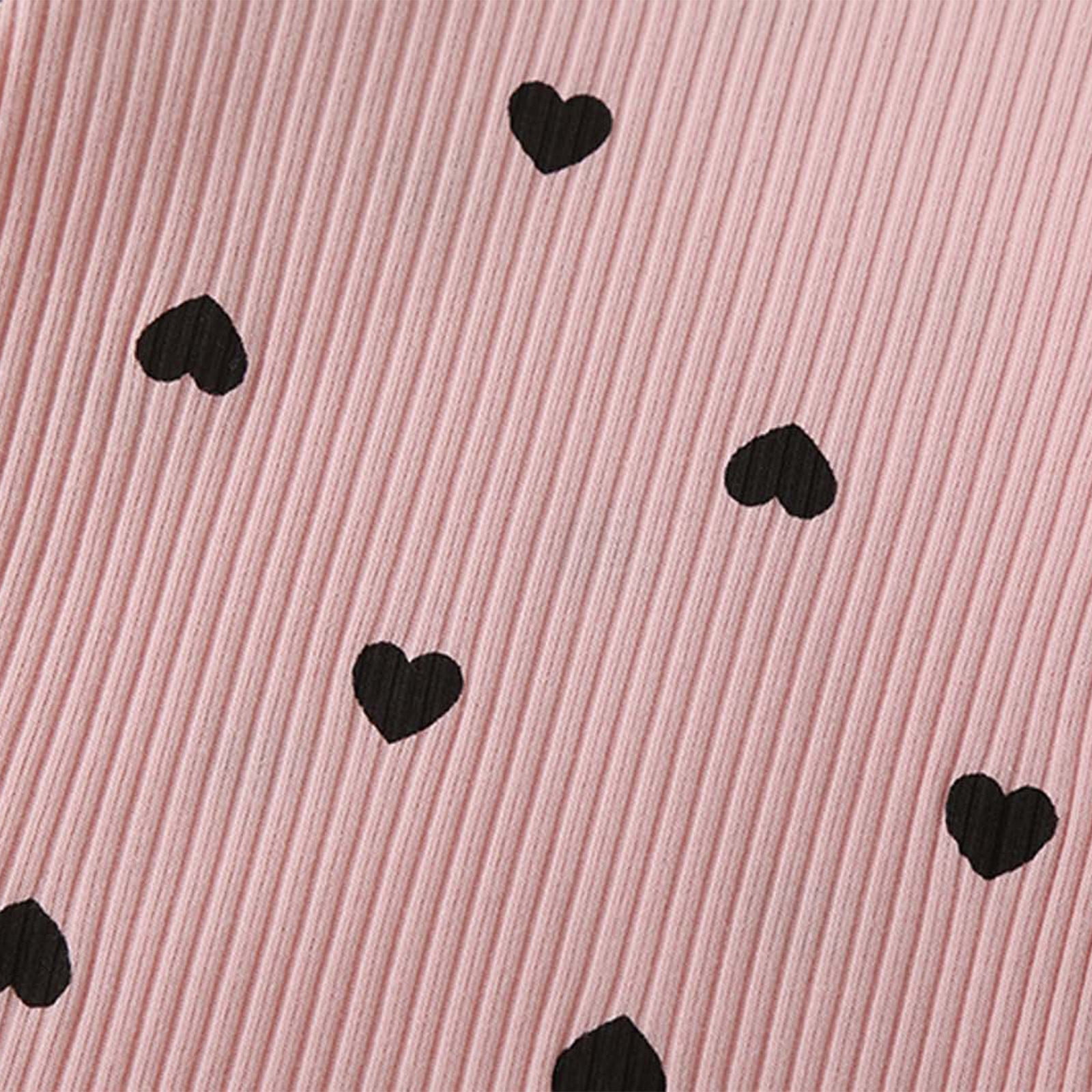 Newborn Baby Girl Clothes Ruffle Long Sleeve Romper Tops Pants Headband Infant Cute Heart Print Fall Outfits