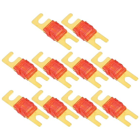 Unique Bargains 10 Pcs Mini ANL Fuses 50A Audio CD Fuse for Car Motorcycle Boat Durable Plastic Metal Gold Tone Red