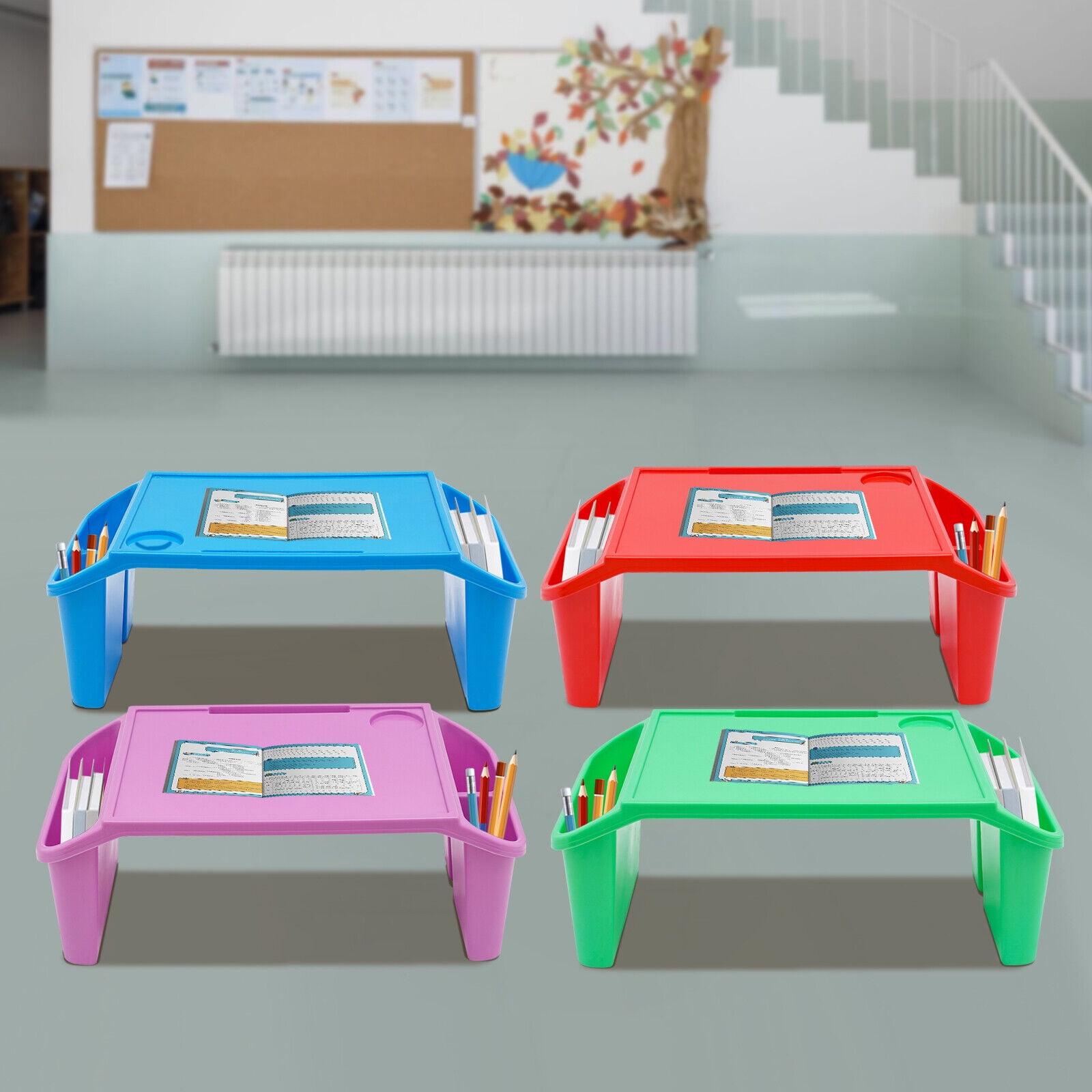 4 Pcs Kids Lap Desk Tray Plastic Breakfast Laptop Trays Portable Lap Bed Table