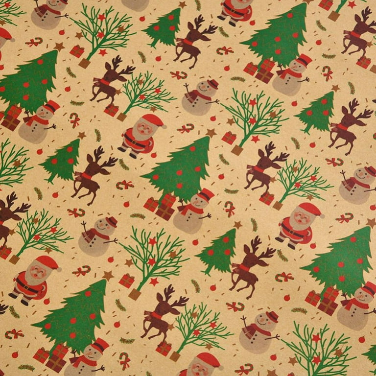ESHOO Christmas Wrapping Paper, 6 Sheets Thick Kraft Gift Wrapping Paper, Vintage Xmas Wrapping Paper for Christmas New Year Holiday, Xmas Wrapping Papers