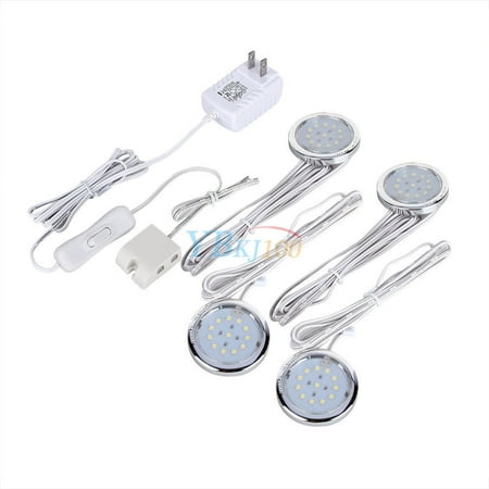 Yosoo 4pcs Kitchen Counter Under Cabinet Warm White Led Light Puck