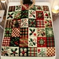 thumbnail image 5 of 1 Piece Traditional Christmas Patchwork Flannel Blanket - Festive Home Decor, Classic Red and Green Pattern, Soft and Comfortable, Suitable for Living Room and Bedroom Multi-Purpose Blanket, 5 of 5