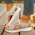 thumbnail image 2 of Dakaela Womens Orthopedic Walking Sandals Arch Support Ladies Walking Sport Athletic Sandal Open Toe Slip on Plantar Fasciitis Casual Shoes Beige 6, 2 of 9