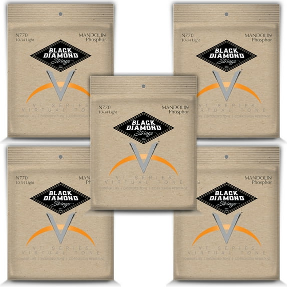 Black Diamond Mandolin Strings 5-Packs Phosphor Bronze Loop End .010-.034
