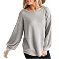 thumbnail image 2 of PMVFHDE Sweatshirt For Women Casual Oversized O Neck Long Sleeve Knit Pullover Sweater Top Khaki，M, 2 of 2