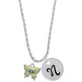 thumbnail image 1 of Delight Jewelry Silvertone Small Lime Green & Blue Butterfly Silvertone Script Initial Disc - N - Charm Necklace, 20"+3", 1 of 4
