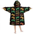 thumbnail image 2 of Game Controller Black Pattern Lamb Fleece Blanket Hoodies for Teens ,Teens Oversize Sherpa Wearable Hooded Blanket Sweatshirt with Super Pockets, 2 of 6