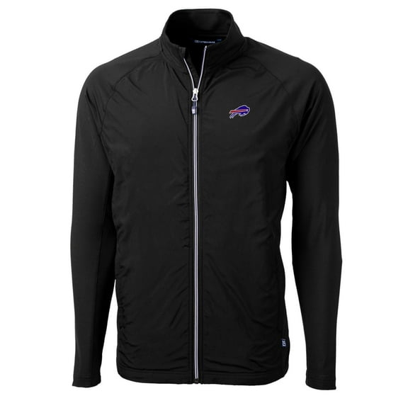 Men's Cutter & Buck Black Buffalo Bills Big & Tall Adapt Eco Knit Full-Zip Raglan Jacket