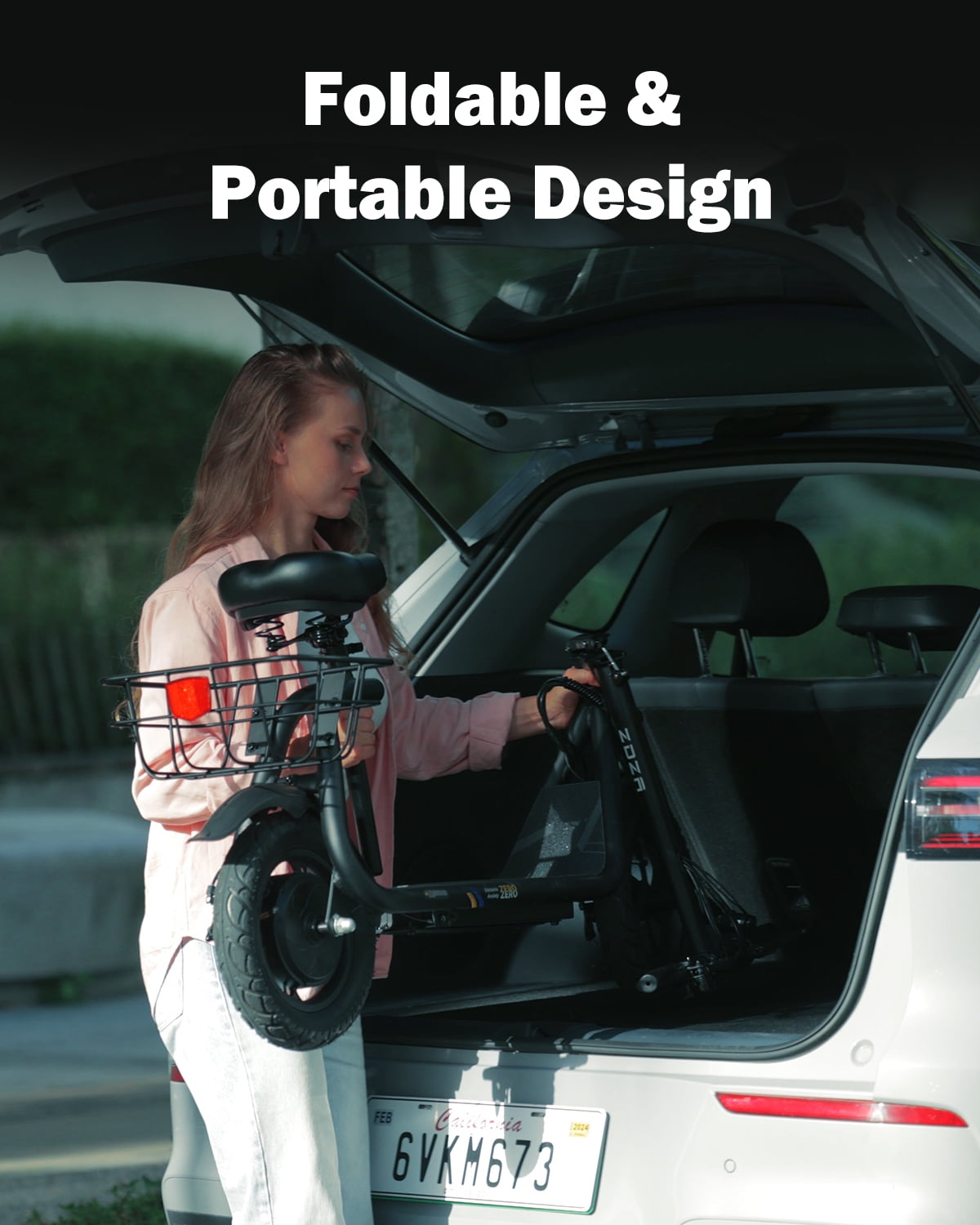 ZDZA Electric Scooter with Seat 750W Peak Motor with Carry Basket