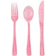 thumbnail image 1 of Juego de cubiertos joy akkess de plástico rosa, 150 piezas, 50 tenedores, 50 cuchillos, 50 cucharas, 1 of 7