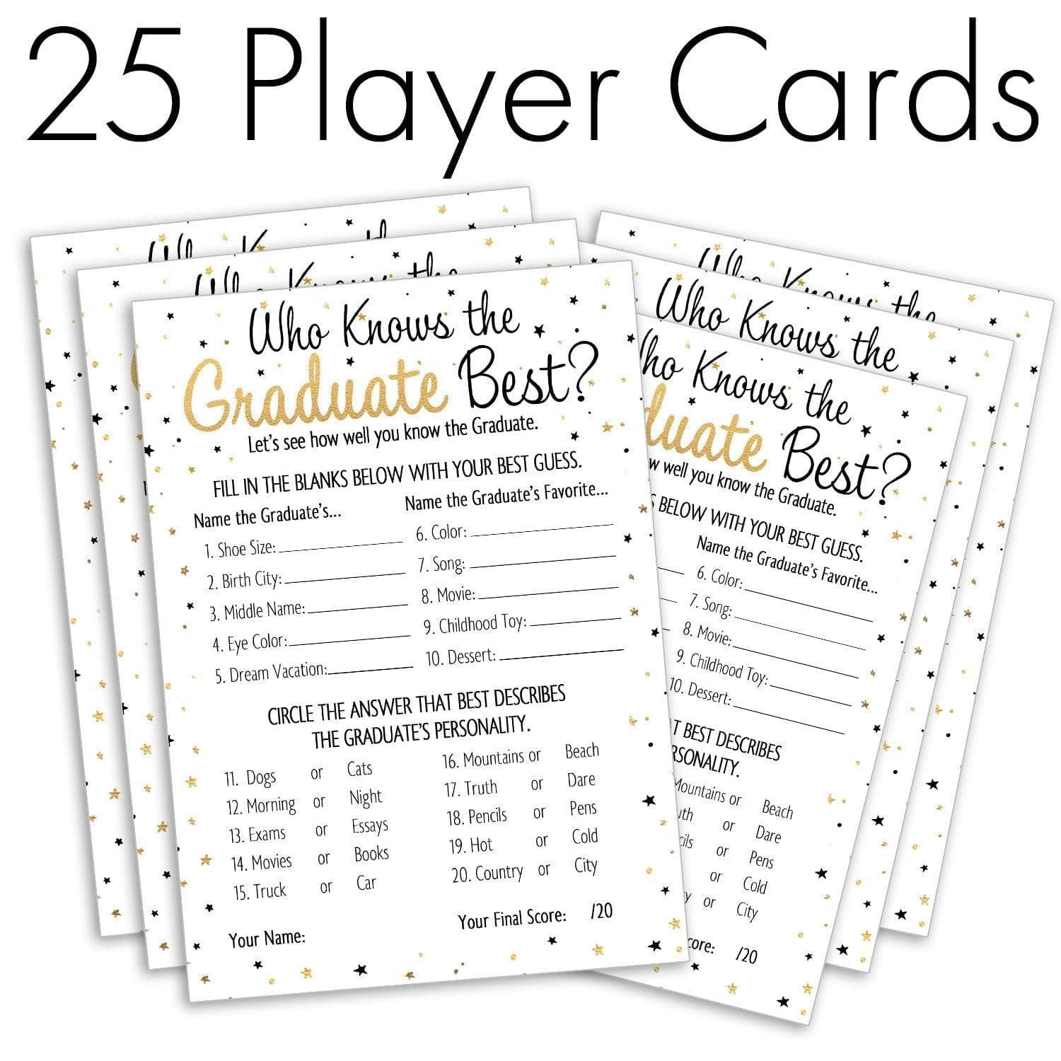 Distinctivs 'Who Knows Grad Best' Graduation Party Game - 25 Card Set For High School Or College Grad Parties - View #4