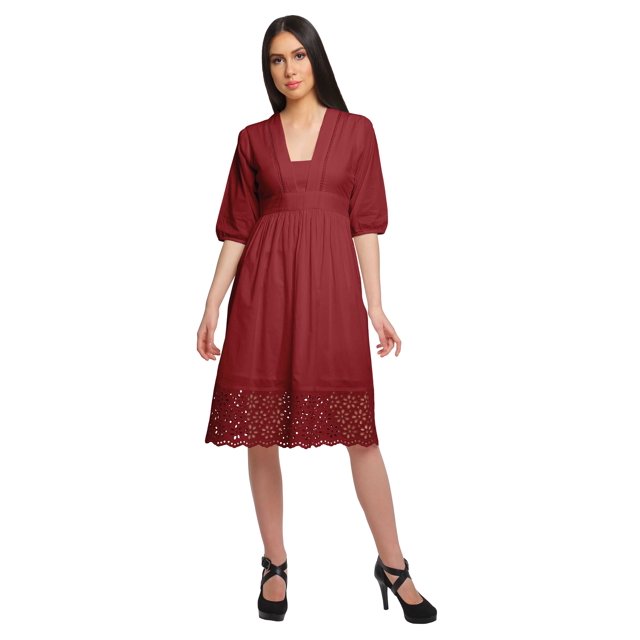 Moomaya Robe à Manches Courtes pour Femmes, Robe de Soirée Unie, Kurta Ethnique Décontractée