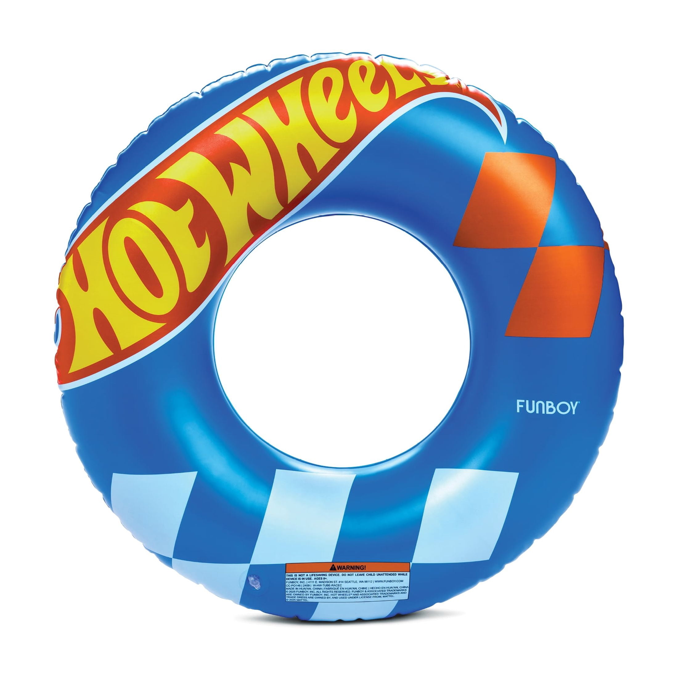(2 pack) Hot Wheels™ + Float Life by Funboy Double-Sided Checkered & Flame Inflatable Tube, 34’’Diameter