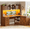 Brown, variant on 55" Farmhouse L Shaped Computer Desk with 4 Drawers and Storage Shelves, Corner Office Desk with LED Lights and Hutch