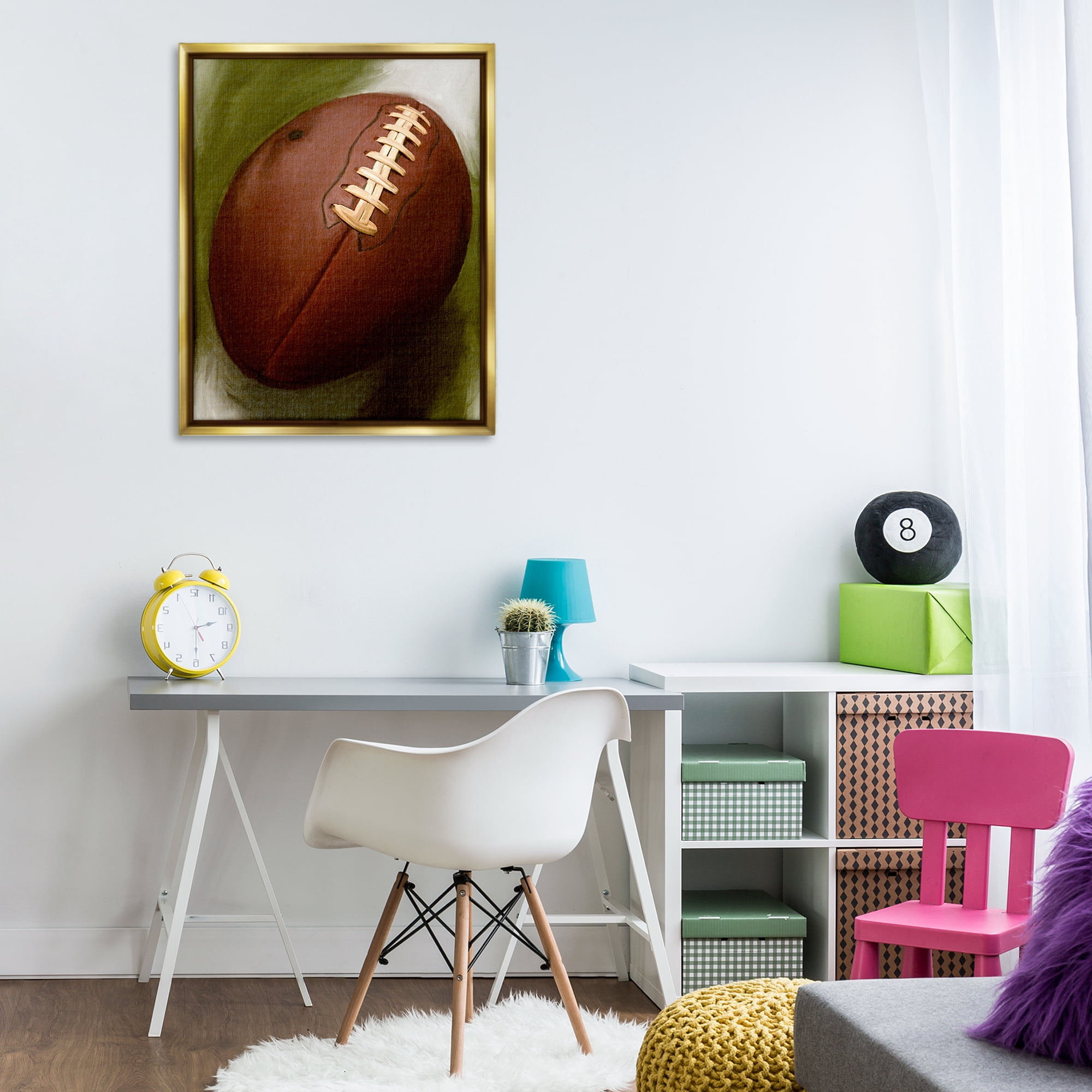 Stupell Industries Traditional Football Painting Sports Painting Gold Floater Framed Canvas Art Print Wall Art, 25 x 31