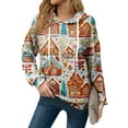 thumbnail image 3 of Hoodies For Women Oversized Winter Cute Sweatshirts Pullover Trendy Fall Clothes, Christmas Print Lightweight Design without Pockets for Comfortable Fall Winter Wear,Brown,2XL, 3 of 6