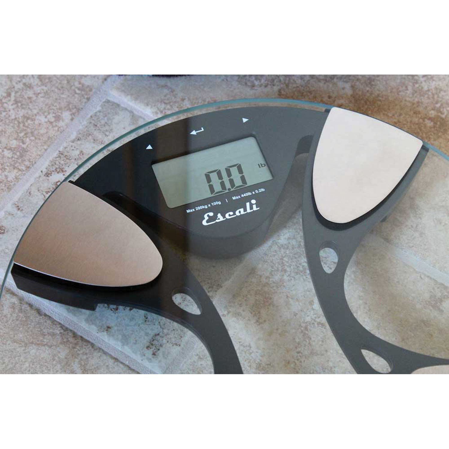 Escali BFBW200 Advanced Bioelectrical Impedance Analysis (BIA) Technology  Calculates Body Fat/Water Percentages, Bathroom Scale, LCD Digital Display