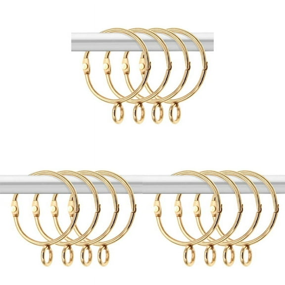 90 Pcs Openable Gold Curtain Rings Open and Close Metal Rustproof Drapery Loops with Eyelet for Hook Pins (1.5 Inch)