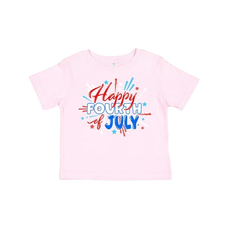 

Inktastic Happy Fourth of July- Red White and Blue Fireworks Gift Toddler Boy or Toddler Girl T-Shirt