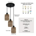 thumbnail image 3 of Garwarm 3-Light Rattan Pendant Light, Farmhouse Boho Hanging Light Fixture with Hand-Woven Wicker Shades for Dining Room, Kitchen Island, Bedroom, Living Room, Foyer, Hallway, 3 of 11
