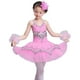 thumbnail image 1 of Umfun - Vestido de ballet con falda para niña, vestido de lentejuelas brillantes, vestido de bailarina de encaje con diseño de lago de los cisnes, vestido para competición, color rosa 150, 1 of 5