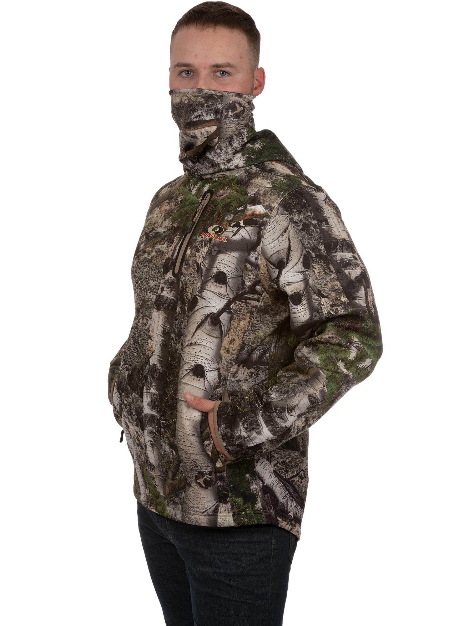 Mossy Oak Mountain Country Mens Premium Warming Hoodie with Neck Gaiter