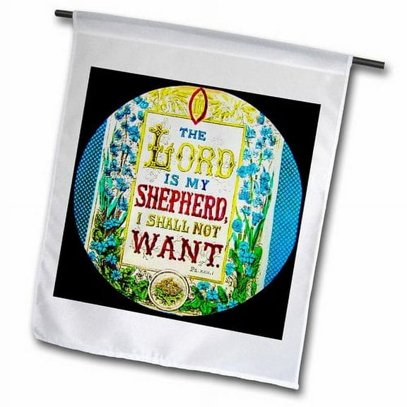 3dRose, Vintage The Lord is My Shepherd I Shall Not Want Prayer Bible Psalm, 12 x 18 inch Garden Flag