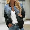 thumbnail image 2 of Dazajoo Sequin Bomber Jacket Women Zip Up Long Sleeve Jackets with Pockets Fall Winter Casual Outwear,Blue,M, 2 of 6