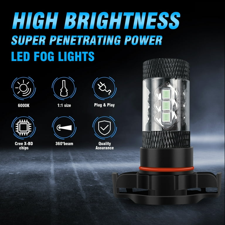 Fzpjjnb For Dodge Charger 2010-2014 2PC 100w 5202 LED Fog Lights 8000k Ice Blue Bulbs
