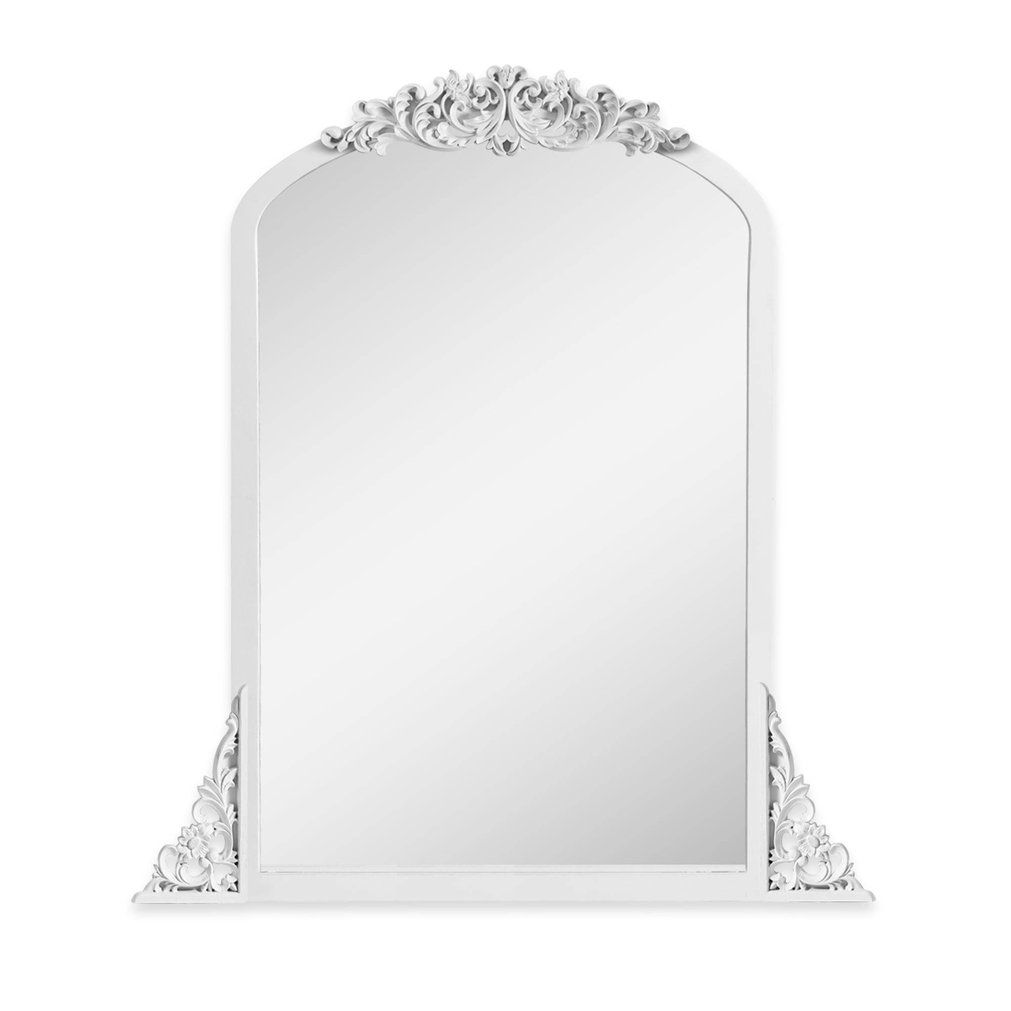 NeuType Solid Wood Wall Mirror Vintage Decorative Mirror for Living Room Bedroom 36"x24", White