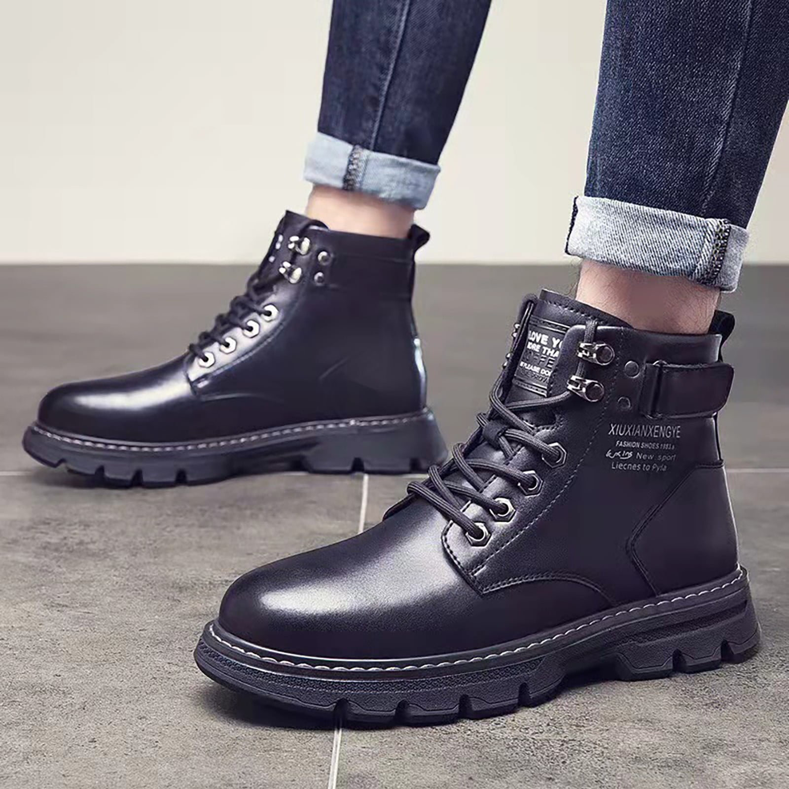 YOUSNH Fashion Style Men Breathable Comfortable Leisure Solid Color Sport Ankle Boots Climbing Shoes Shoes Men Black 8