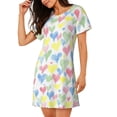 thumbnail image 2 of Bingfone Hand Drawn Colored Hearts Nightgowns for Women Sleep Shirts Short Sleeve Nightshirt Pullover Nightdress Soft Sleepwear, 2 of 6