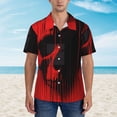 thumbnail image 4 of Lsque Minimalist Skull Red pattern Hawaiian Shirt for Men, Unisex Summer Beach Casual Short Sleeve Button Down Shirts-3X-Large, 4 of 9