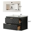 thumbnail image 4 of 30" Floating Bathroom Vanity with Ceramic Sink,Wall Mounted Black Fluted Cabinet with 2 Golden Metal Handle Drawers,Modern Vanity Design, Easy Assembly, 4 of 10