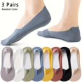 thumbnail image 3 of 3 Pairs Women Socks High Quality Matching Casual Socks Summer Thin Bottom Non-Slip Invisible Low Short Socks Breathable (Random Color), 3 of 9