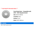 thumbnail image 2 of Front Brake Rotor - Compatible with 2018 - 2022 Hyundai Accent 2019 2020 2021, 2 of 2