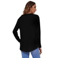 thumbnail image 5 of hirigin Women's Long Sleeved Round Neck Tops Solid Color Loose Tops Simple Side Button Tops Fashion Casual Tops Shirt, 5 of 8